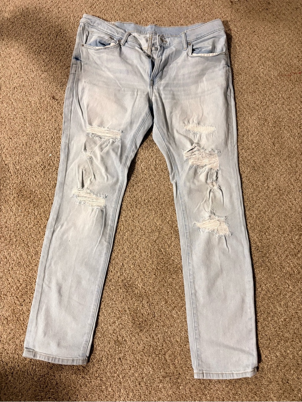H&M Light Blue Skinny Ripped Jeans